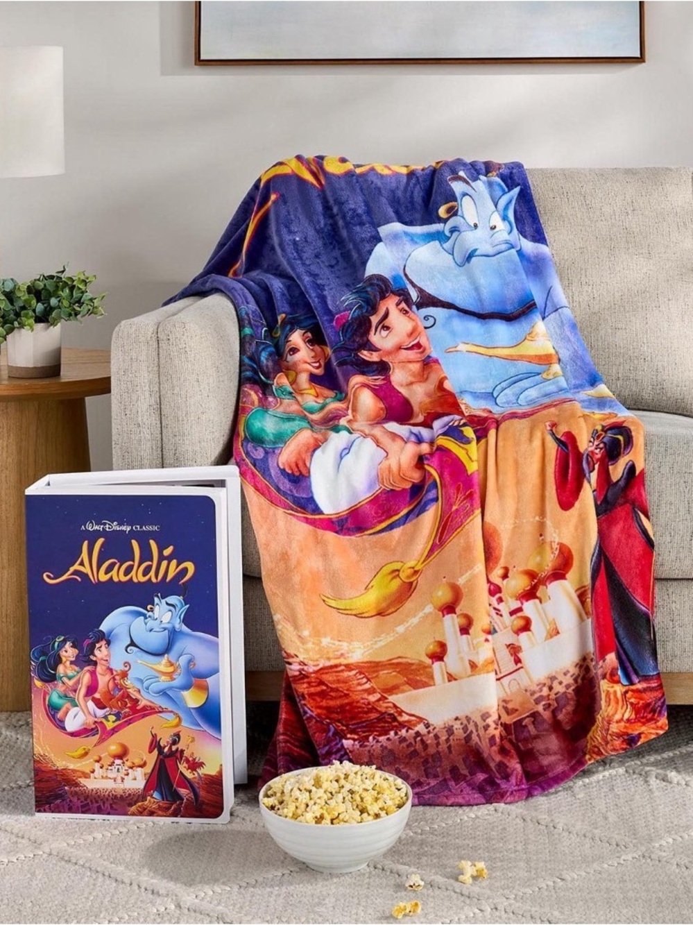 Disney Aladdin Plush Throw Blanket - Blue, Purple, Orange